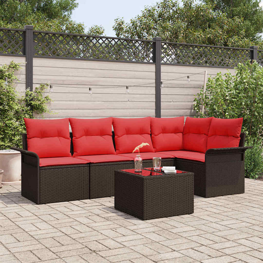 Tuin Sofa Set met opslag 6 pcs Bruin poly rattan is nu te koop bij PeponiXL, paradijselijk wonen!