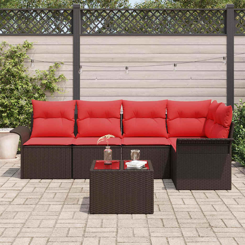 Tuin Sofa Set met opslag 6 pcs Bruin poly rattan is nu te koop bij PeponiXL, paradijselijk wonen!