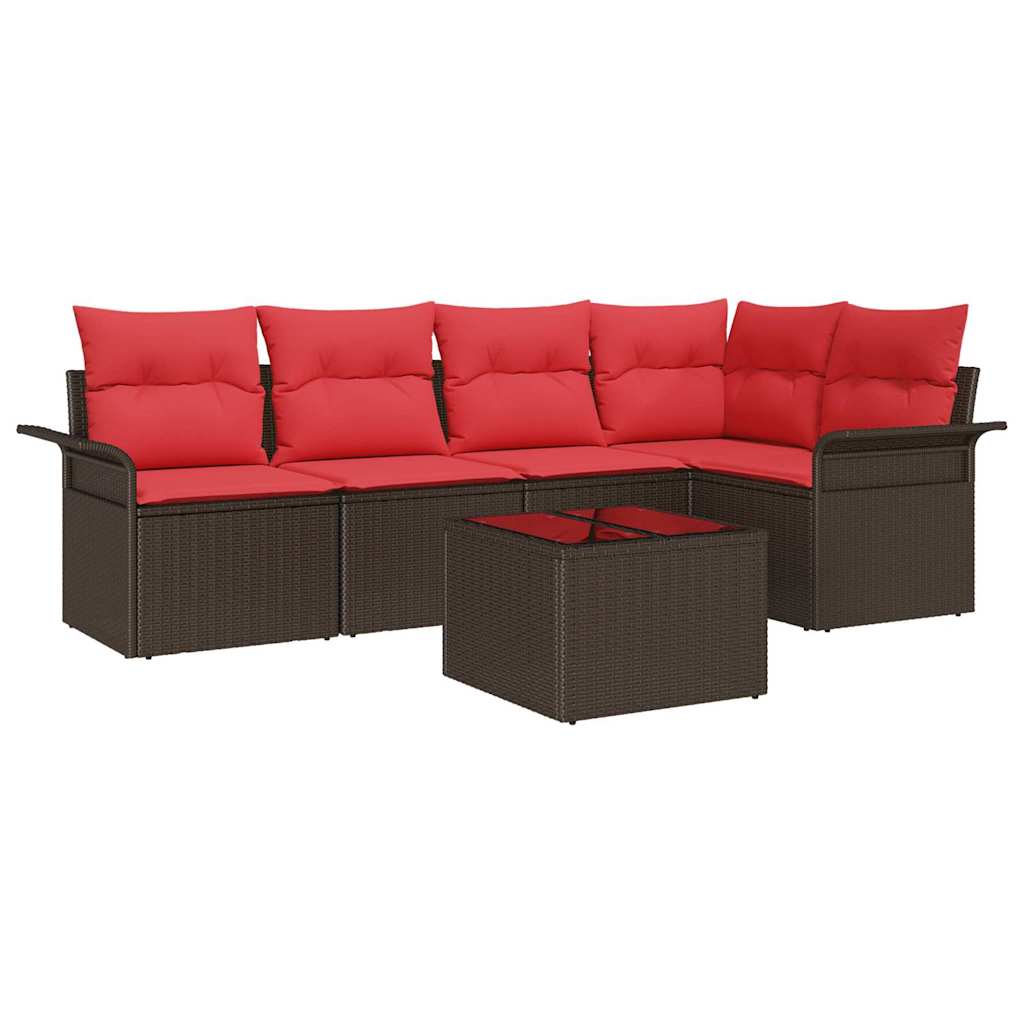 Tuin Sofa Set met opslag 6 pcs Bruin poly rattan is nu te koop bij PeponiXL, paradijselijk wonen!