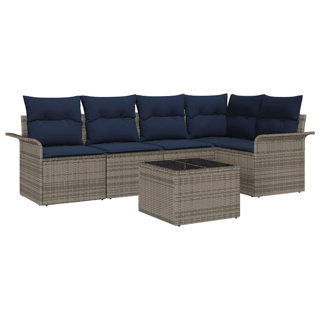 Tuin Sofa Set met opslag 6 pcs Grijs poly rattan is nu te koop bij PeponiXL, paradijselijk wonen!