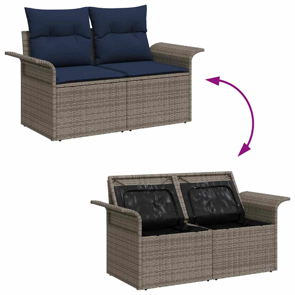 Tuin Sofa Set met opslag 6 pcs Grijs poly rattan is nu te koop bij PeponiXL, paradijselijk wonen!