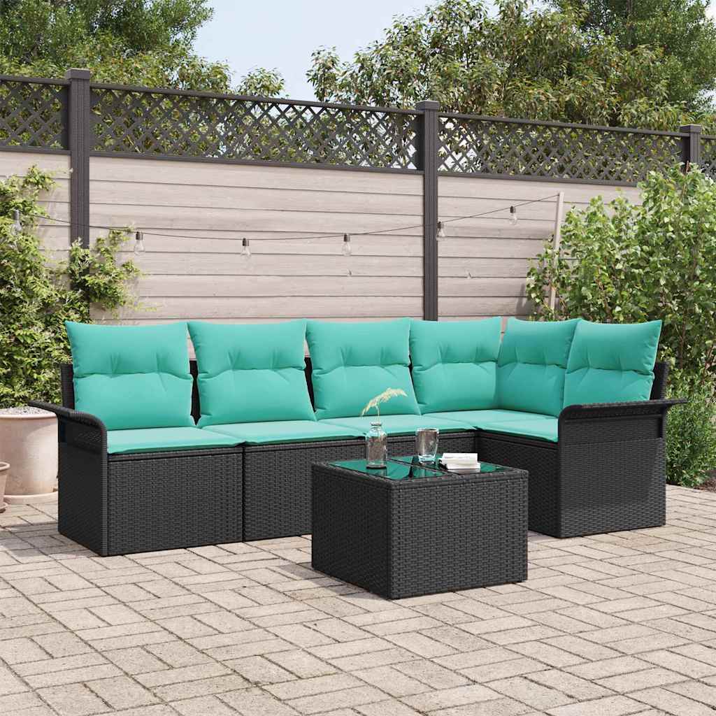 Tuin Sofa Set met opslag 6 pcs Zwart poly rattan is nu te koop bij PeponiXL, paradijselijk wonen!