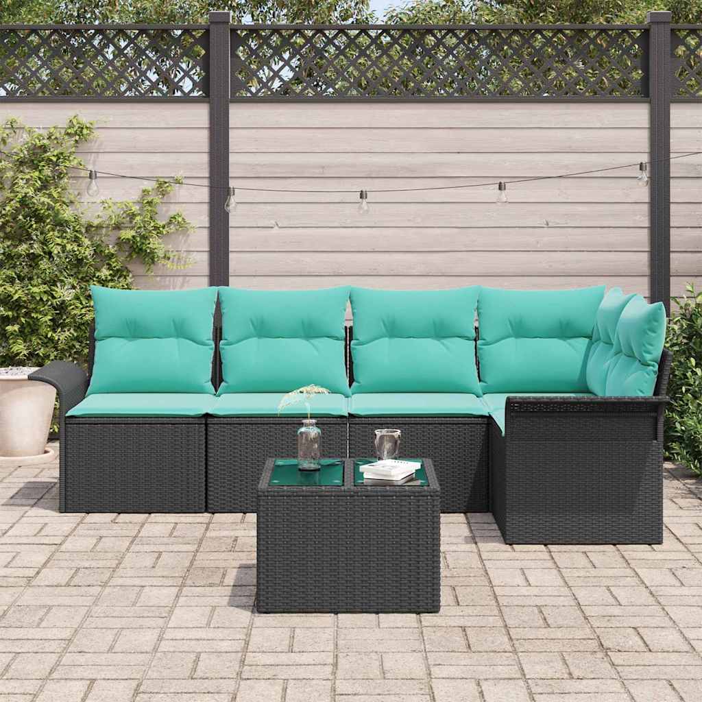 Tuin Sofa Set met opslag 6 pcs Zwart poly rattan is nu te koop bij PeponiXL, paradijselijk wonen!