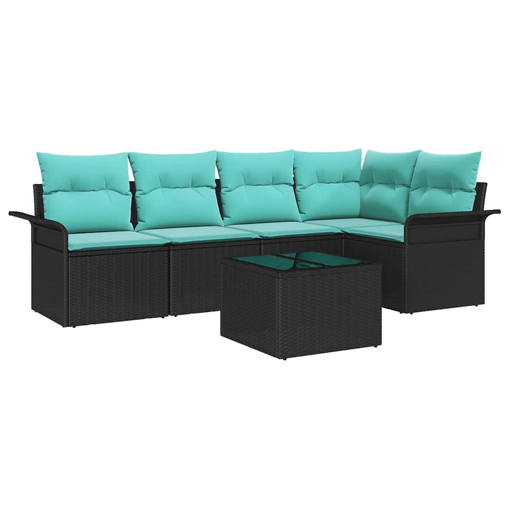 Tuin Sofa Set met opslag 6 pcs Zwart poly rattan is nu te koop bij PeponiXL, paradijselijk wonen!