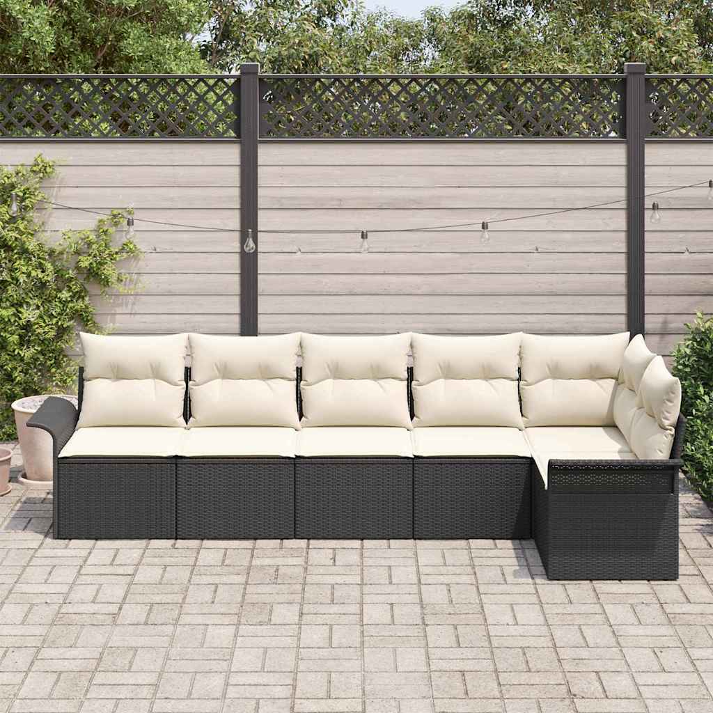 Tuin Sofa Set met kussen met opslag 6 pcs Zwart Poly riet is nu te koop bij PeponiXL, paradijselijk wonen!