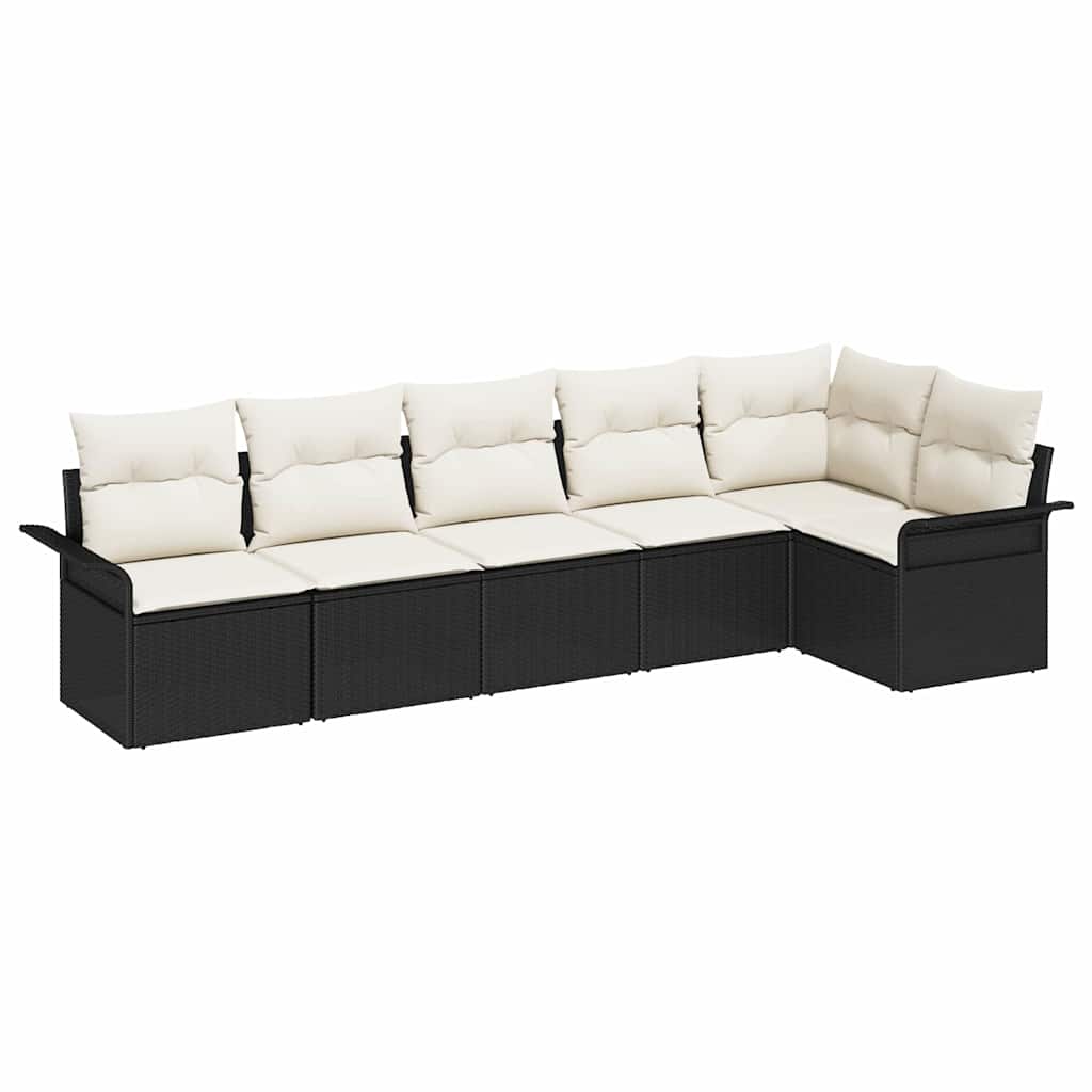 Tuin Sofa Set met kussen met opslag 6 pcs Zwart Poly riet is nu te koop bij PeponiXL, paradijselijk wonen!