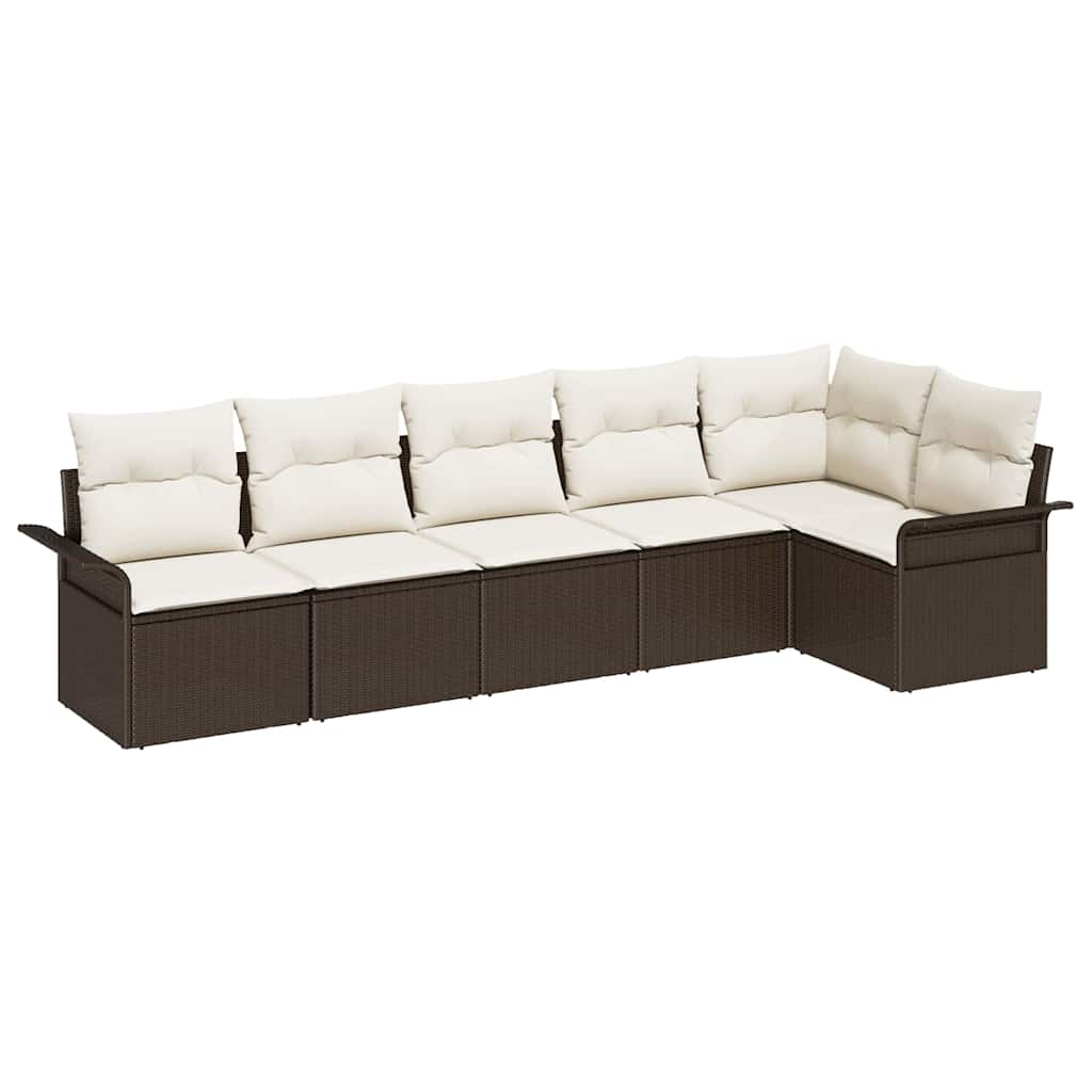 Tuin Sofa Set met kussen met opslag 6 pcs Bruin Poly riet is nu te koop bij PeponiXL, paradijselijk wonen!