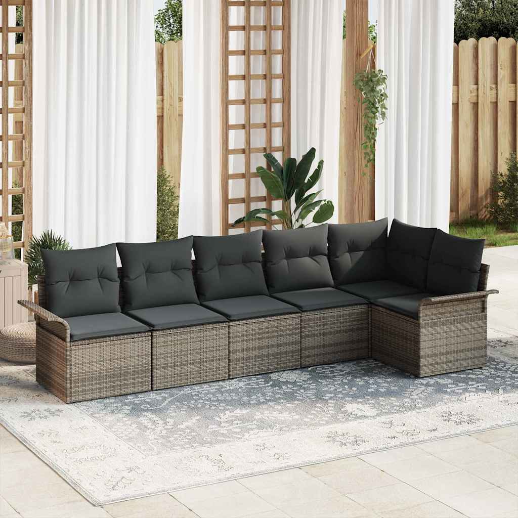 Tuin Sofa Set met kussen met opslag 6 pcs Grijs Poly riet is nu te koop bij PeponiXL, paradijselijk wonen!
