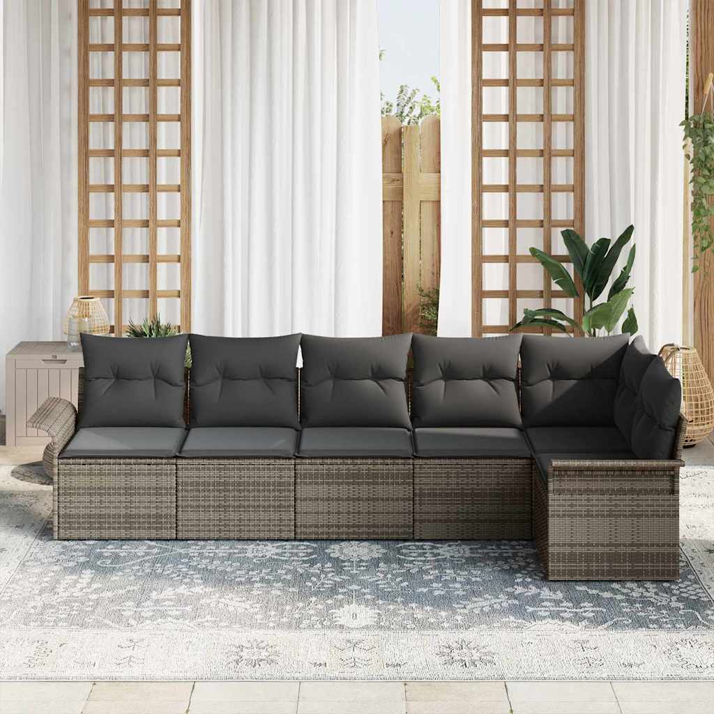 Tuin Sofa Set met kussen met opslag 6 pcs Grijs Poly riet is nu te koop bij PeponiXL, paradijselijk wonen!