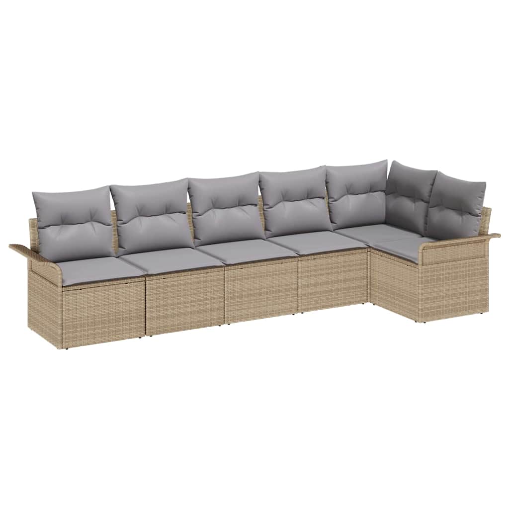 Tuin Sofa Set met kussen met opslag 6 pcs Beige Poly riet is nu te koop bij PeponiXL, paradijselijk wonen!