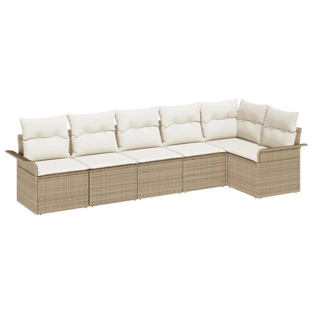 Tuin Sofa Set met kussen met opslag 6 pcs Beige Poly riet is nu te koop bij PeponiXL, paradijselijk wonen!