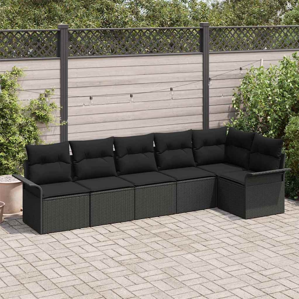 Tuin Sofa Set met kussen met opslag 6 pcs Zwart Poly riet is nu te koop bij PeponiXL, paradijselijk wonen!