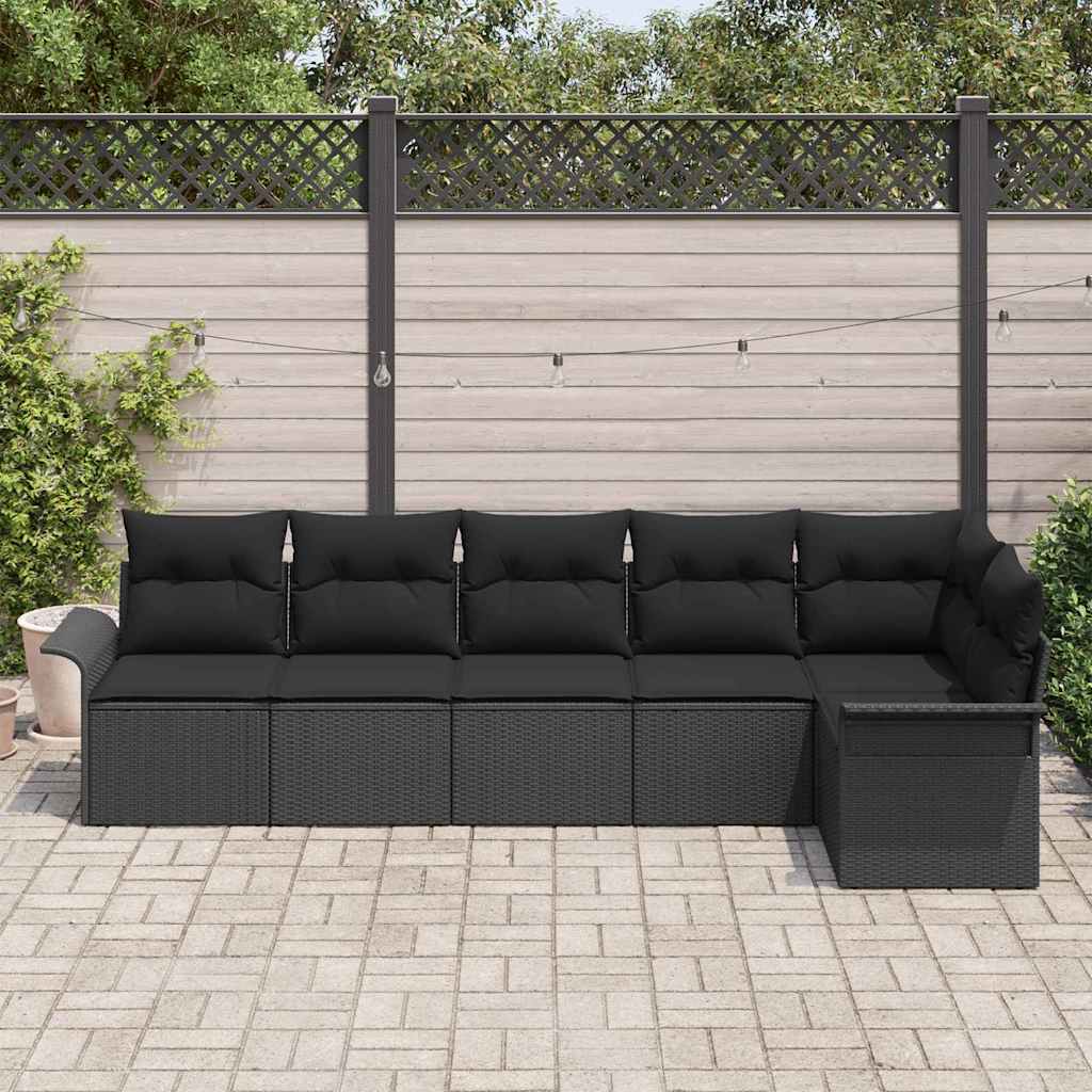 Tuin Sofa Set met kussen met opslag 6 pcs Zwart Poly riet is nu te koop bij PeponiXL, paradijselijk wonen!