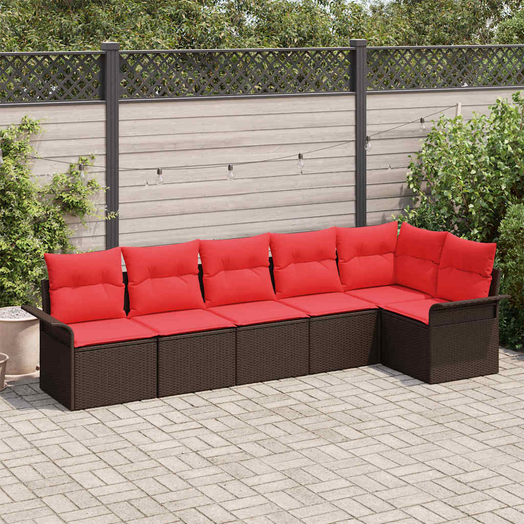 Tuin Sofa Set met opslag 6 pcs Bruin poly rattan is nu te koop bij PeponiXL, paradijselijk wonen!