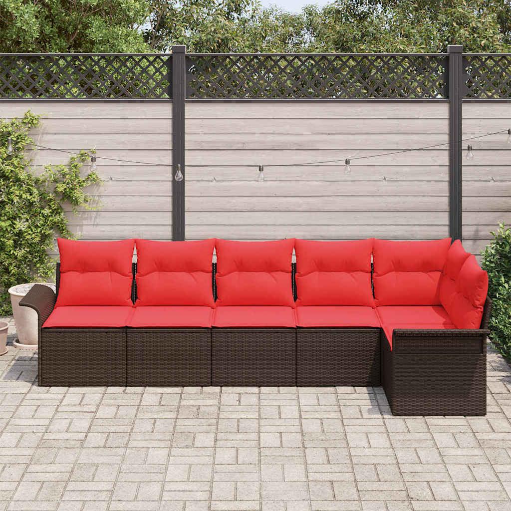 Tuin Sofa Set met opslag 6 pcs Bruin poly rattan is nu te koop bij PeponiXL, paradijselijk wonen!