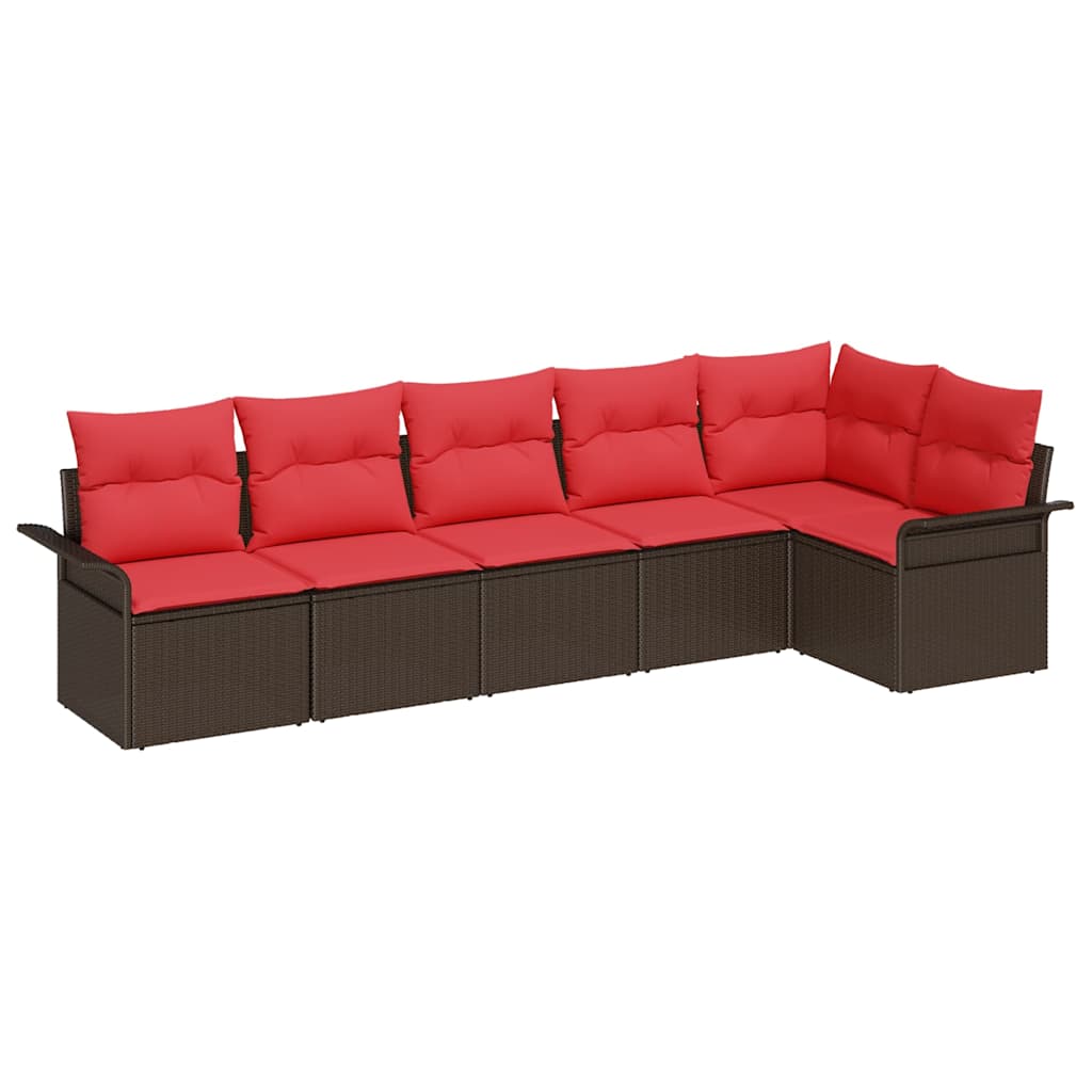 Tuin Sofa Set met opslag 6 pcs Bruin poly rattan is nu te koop bij PeponiXL, paradijselijk wonen!