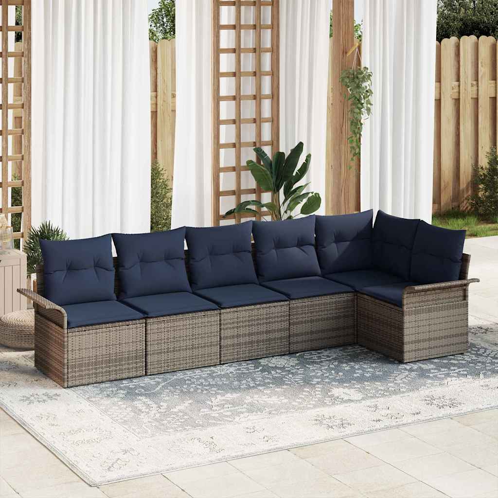 Tuin Sofa Set met opslag 6 pcs Grijs poly rattan is nu te koop bij PeponiXL, paradijselijk wonen!