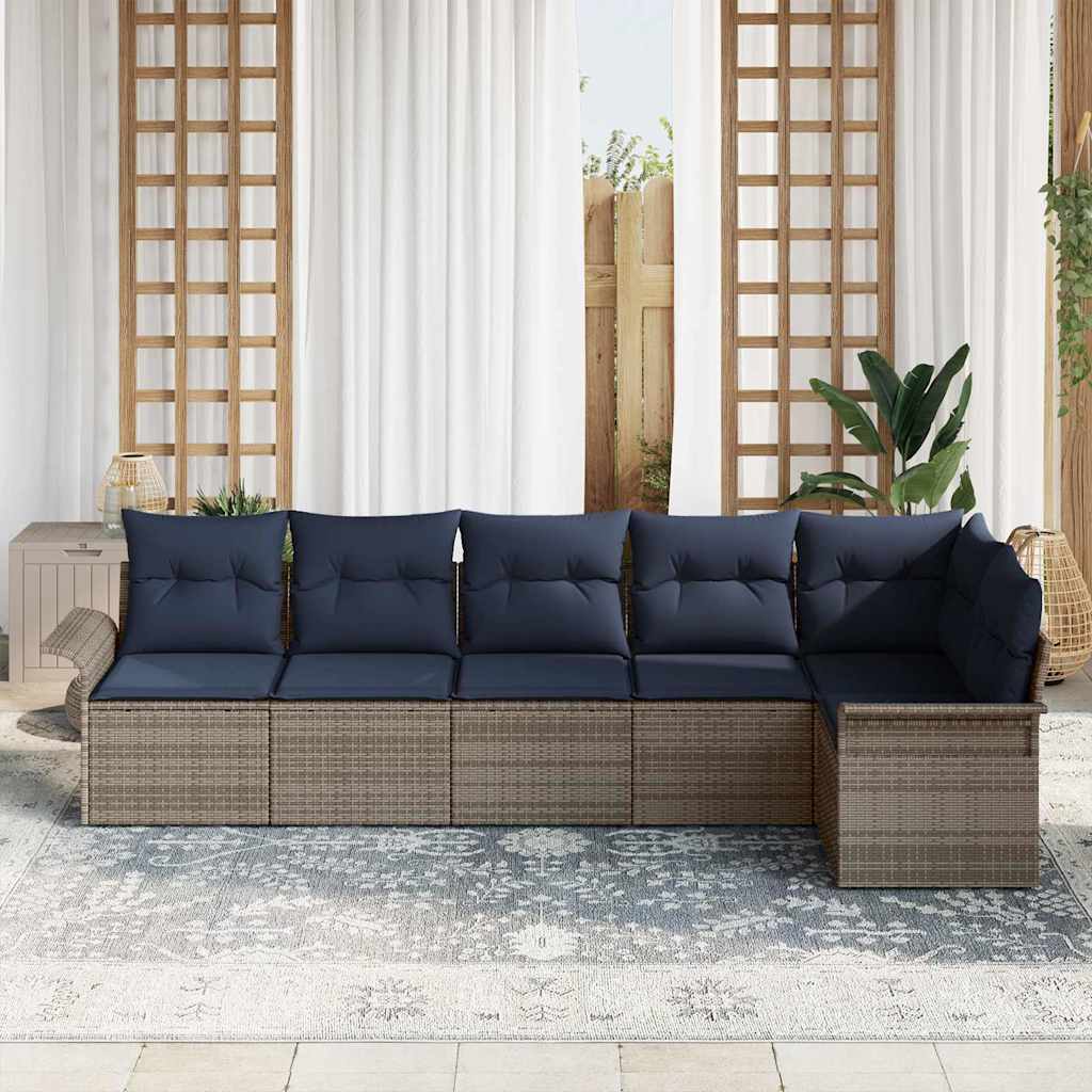 Tuin Sofa Set met opslag 6 pcs Grijs poly rattan is nu te koop bij PeponiXL, paradijselijk wonen!