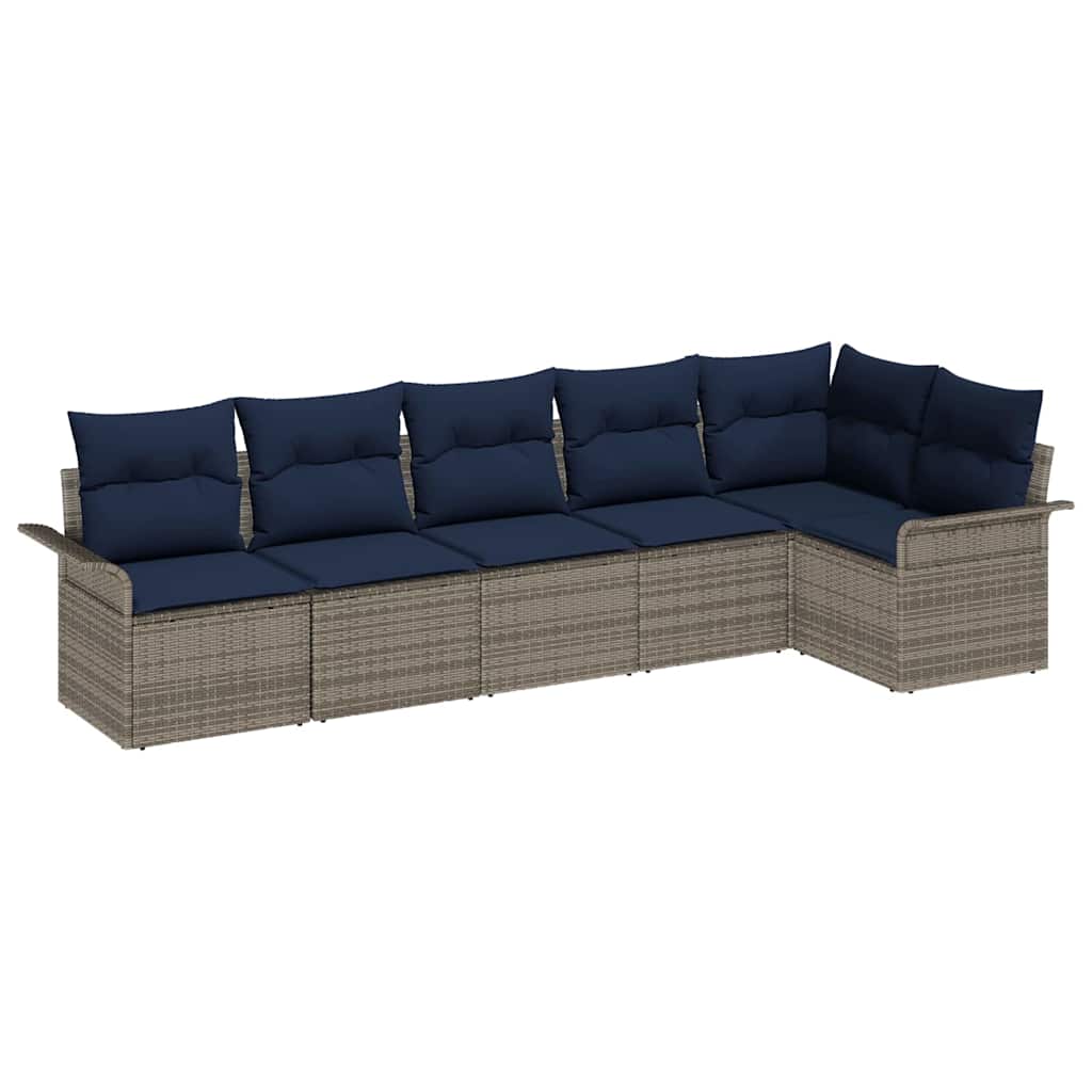 Tuin Sofa Set met opslag 6 pcs Grijs poly rattan is nu te koop bij PeponiXL, paradijselijk wonen!