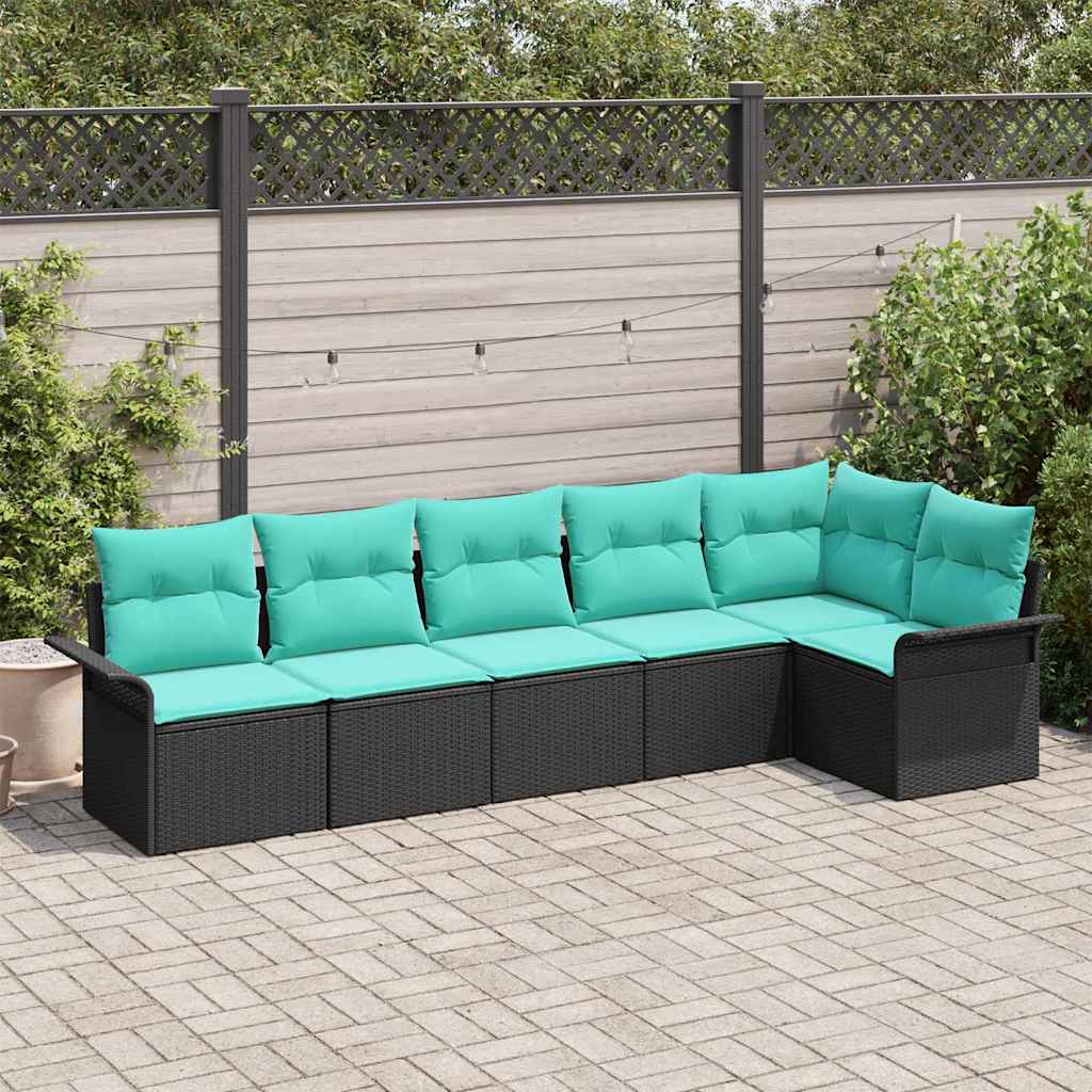 Tuin Sofa Set met opslag 6 pcs Zwart poly rattan is nu te koop bij PeponiXL, paradijselijk wonen!
