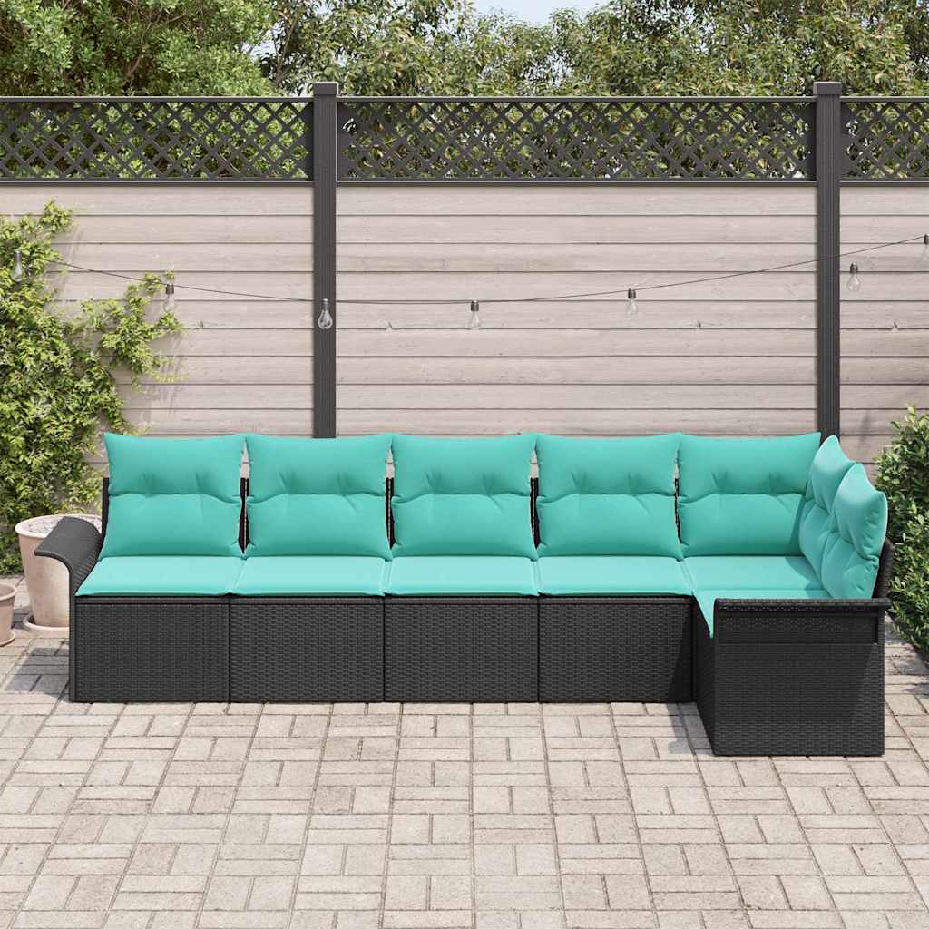 Tuin Sofa Set met opslag 6 pcs Zwart poly rattan is nu te koop bij PeponiXL, paradijselijk wonen!