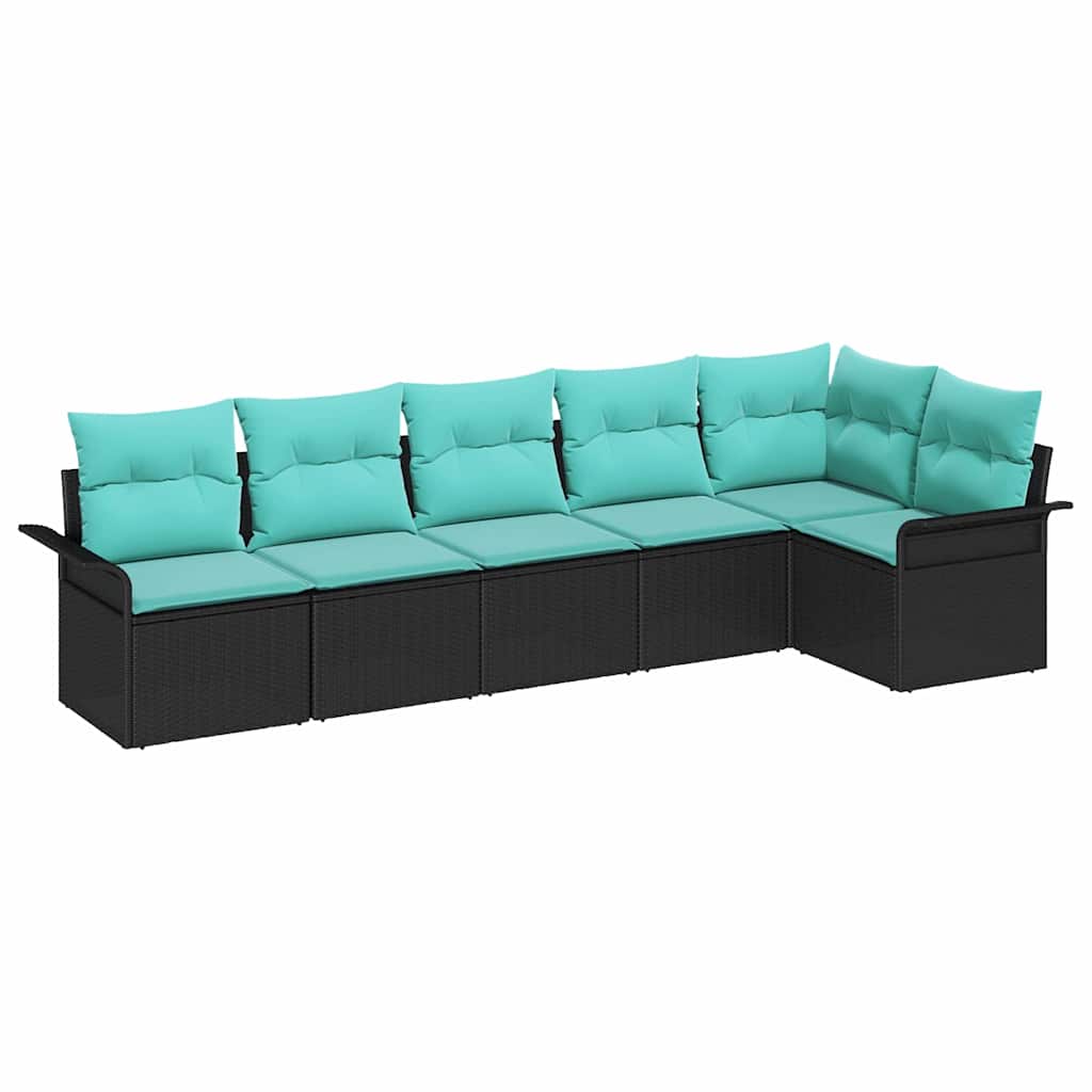 Tuin Sofa Set met opslag 6 pcs Zwart poly rattan is nu te koop bij PeponiXL, paradijselijk wonen!