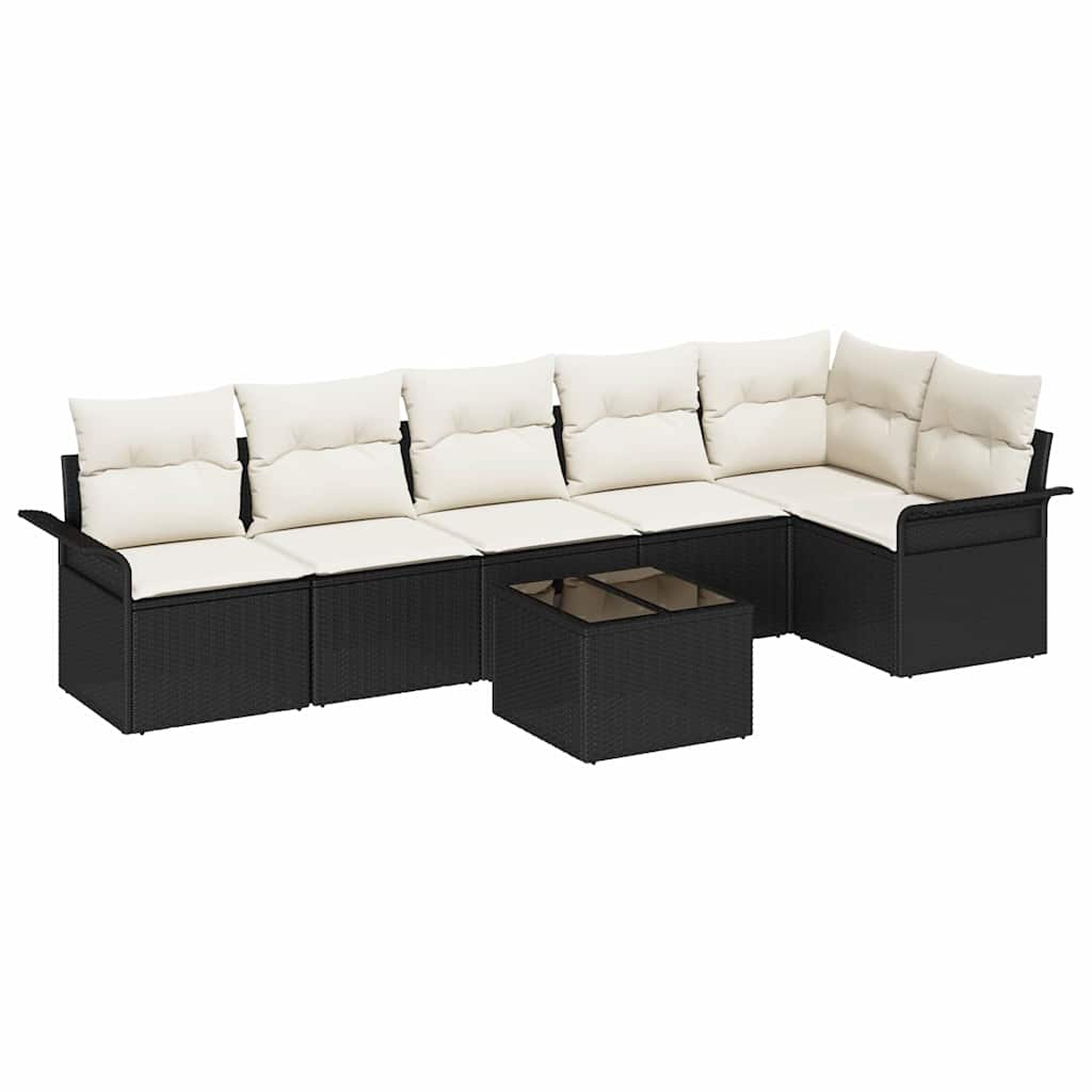 Tuin Sofa Set met kussen met opslag 7 pcs Zwart Poly riet is nu te koop bij PeponiXL, paradijselijk wonen!