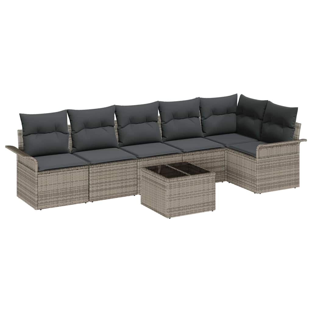 Tuin Sofa Set met kussen met opslag 7 pcs Grijs Poly riet is nu te koop bij PeponiXL, paradijselijk wonen!