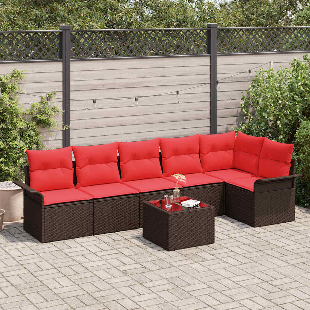 Tuin Sofa Set met opslag 7 pcs Bruin poly rattan is nu te koop bij PeponiXL, paradijselijk wonen!