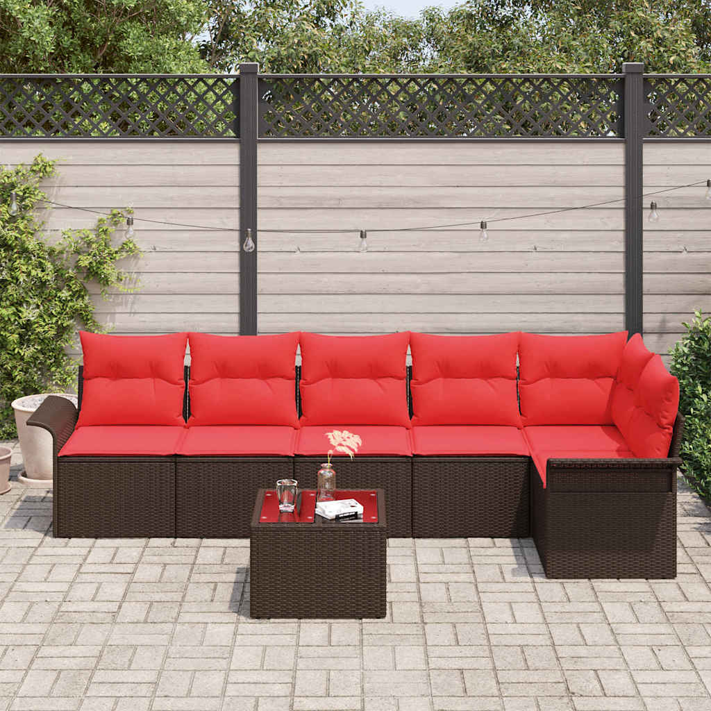 Tuin Sofa Set met opslag 7 pcs Bruin poly rattan is nu te koop bij PeponiXL, paradijselijk wonen!