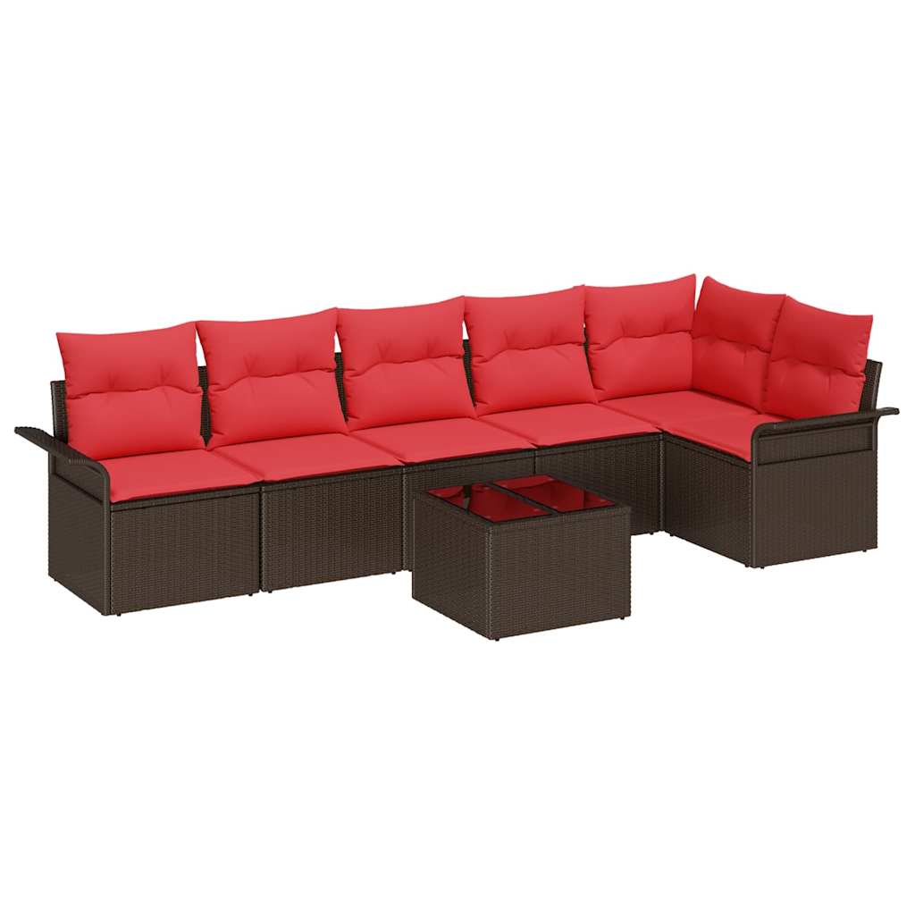 Tuin Sofa Set met opslag 7 pcs Bruin poly rattan is nu te koop bij PeponiXL, paradijselijk wonen!