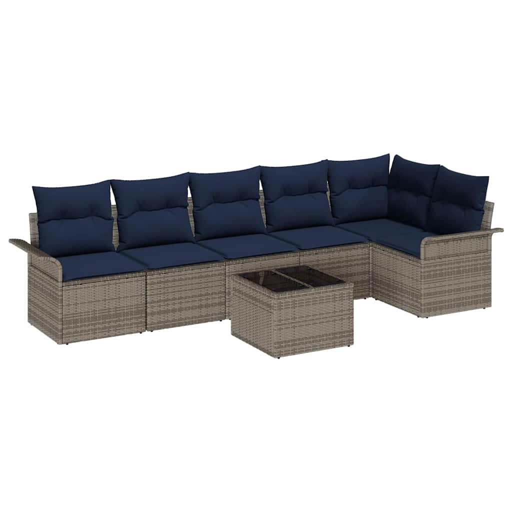 Tuin Sofa Set met opslag 7 pcs Grijs poly rattan is nu te koop bij PeponiXL, paradijselijk wonen!