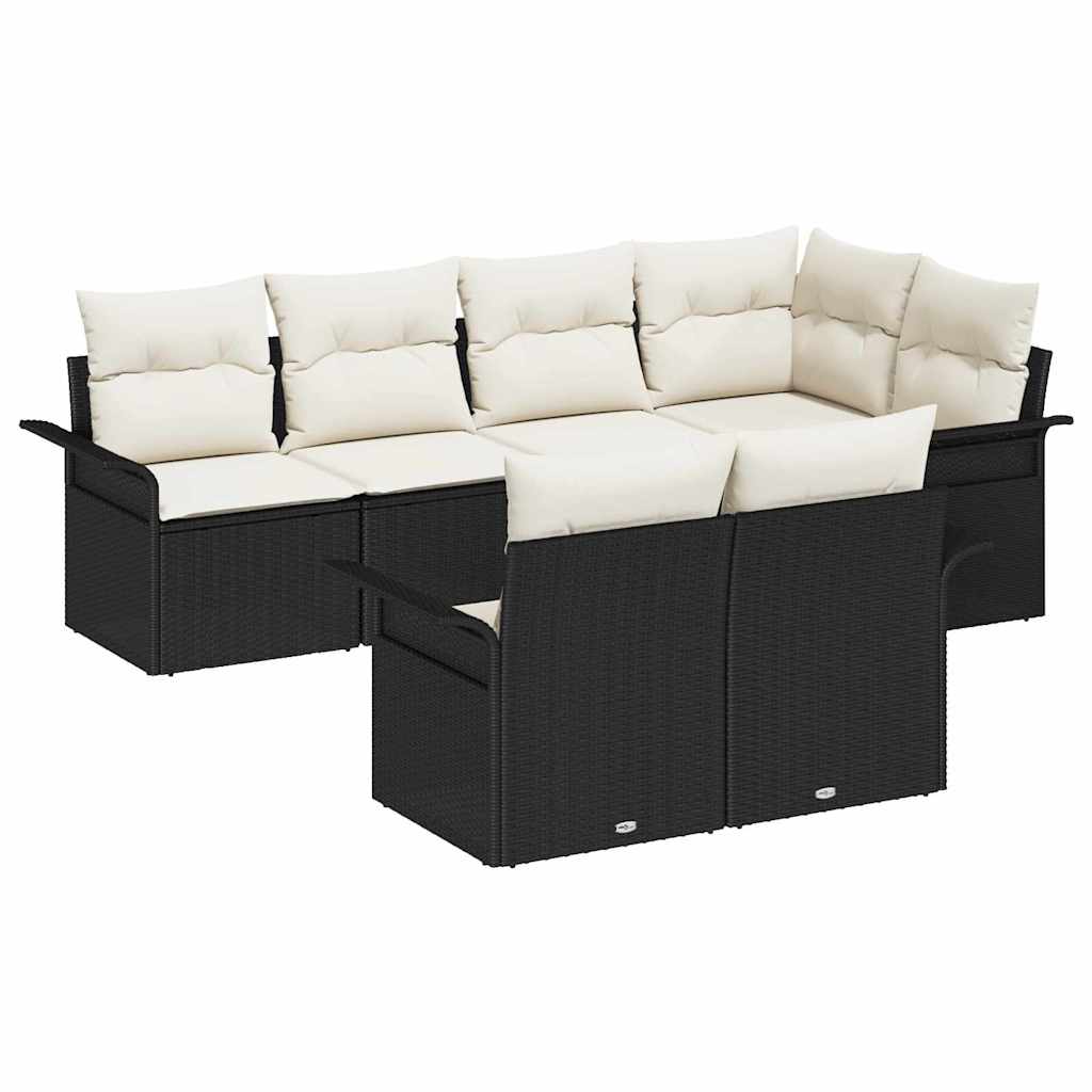 Tuin Sofa Set met kussen met opslag 7 pcs Zwart Poly riet is nu te koop bij PeponiXL, paradijselijk wonen!
