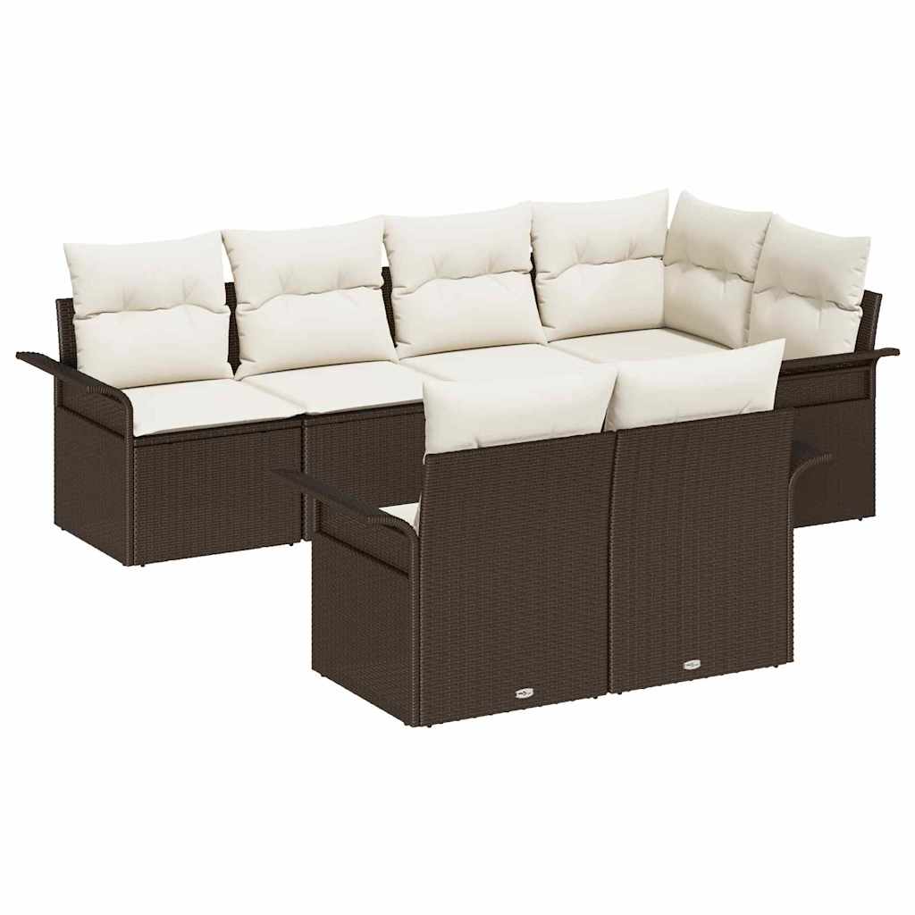 Tuin Sofa Set met kussen met opslag 7 pcs Bruin Poly riet is nu te koop bij PeponiXL, paradijselijk wonen!