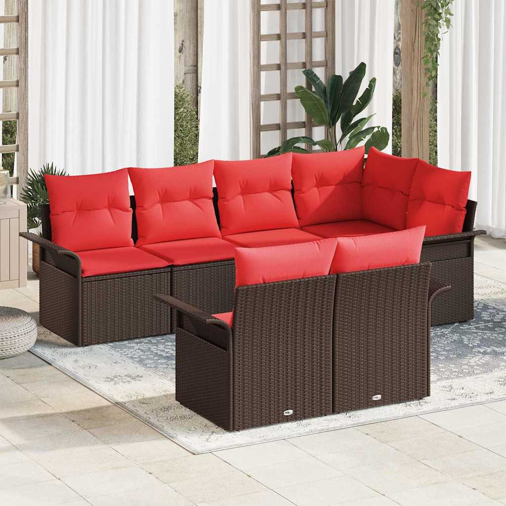 Tuin Sofa Set met kussen met opslag 7 pcs Bruin Poly riet is nu te koop bij PeponiXL, paradijselijk wonen!