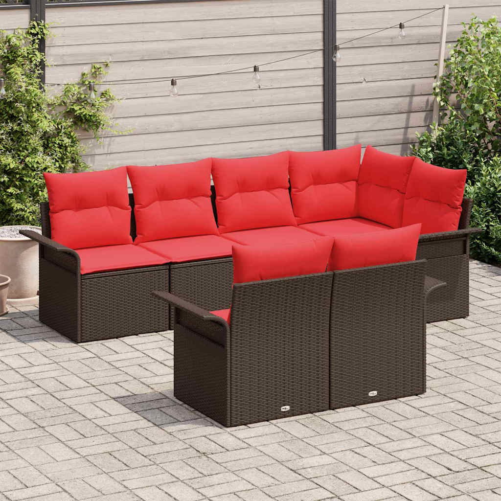 Tuin Sofa Set met kussen met opslag 7 pcs Bruin Poly riet is nu te koop bij PeponiXL, paradijselijk wonen!