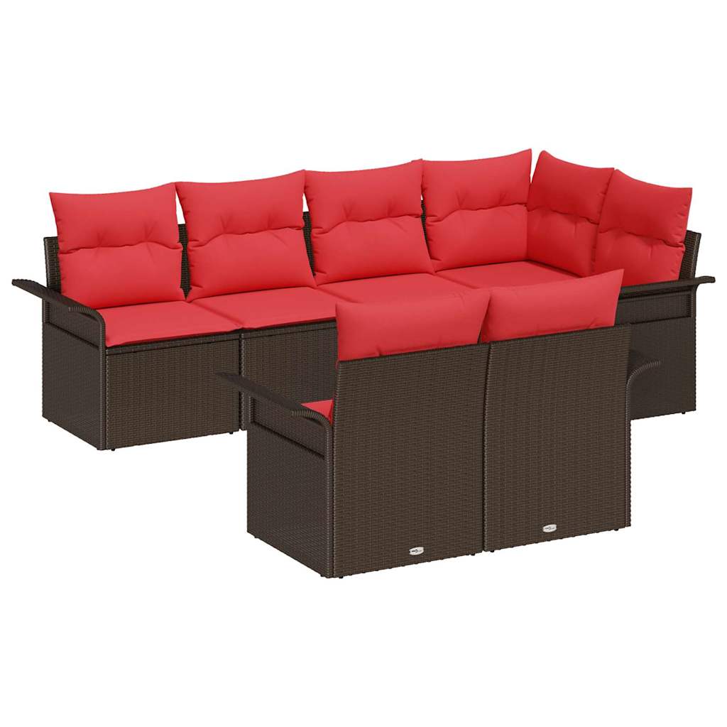 Tuin Sofa Set met kussen met opslag 7 pcs Bruin Poly riet is nu te koop bij PeponiXL, paradijselijk wonen!