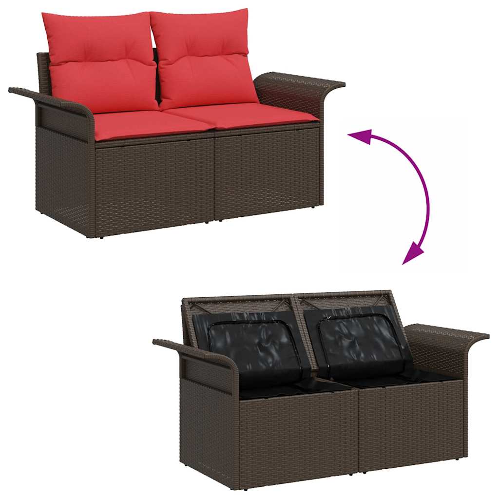 Tuin Sofa Set met kussen met opslag 7 pcs Bruin Poly riet is nu te koop bij PeponiXL, paradijselijk wonen!