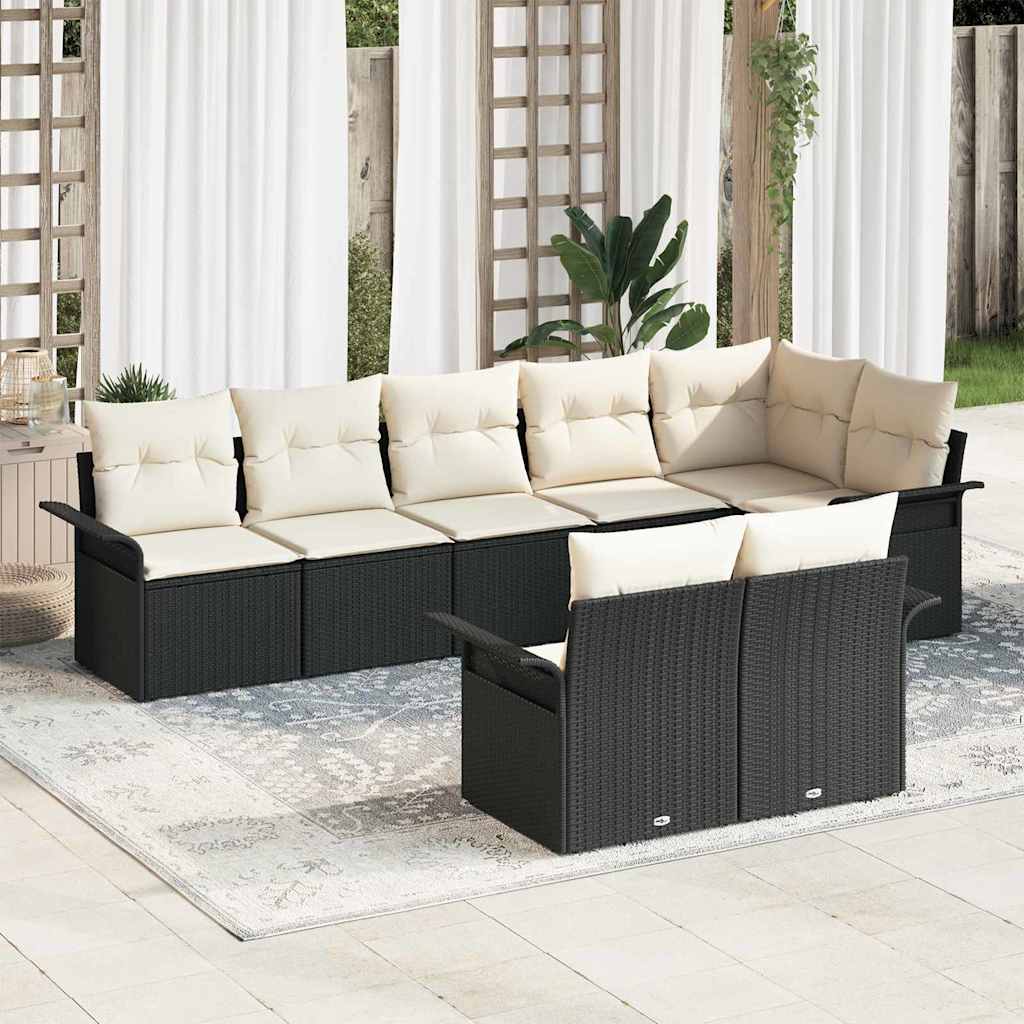 Tuin Sofa Set met opslag 8 pcs Zwart poly rattan is nu te koop bij PeponiXL, paradijselijk wonen!