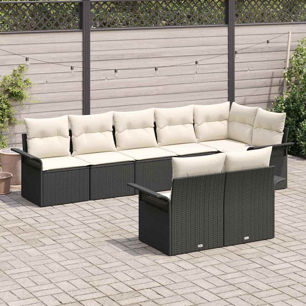 Tuin Sofa Set met opslag 8 pcs Zwart poly rattan is nu te koop bij PeponiXL, paradijselijk wonen!