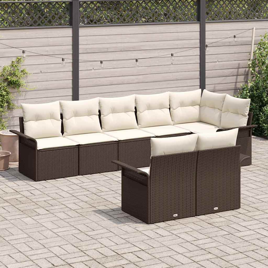 Tuin Sofa Set met opslag 8 pcs Bruin poly rattan is nu te koop bij PeponiXL, paradijselijk wonen!
