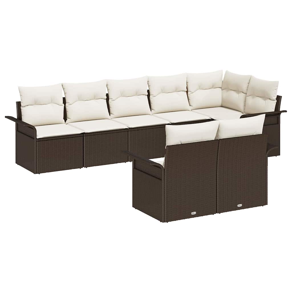 Tuin Sofa Set met opslag 8 pcs Bruin poly rattan is nu te koop bij PeponiXL, paradijselijk wonen!