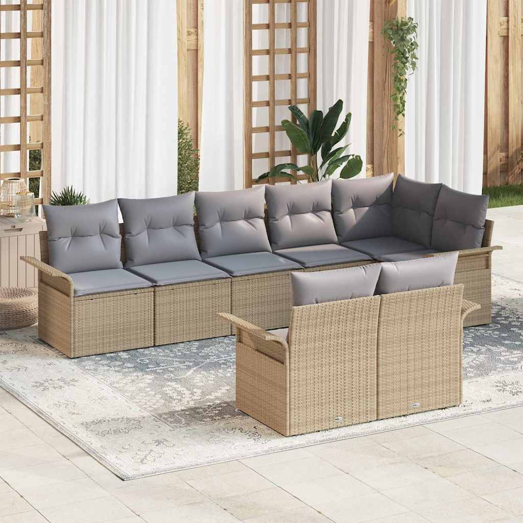 Tuin Sofa Set met opslag 8 pcs Beige poly rattan is nu te koop bij PeponiXL, paradijselijk wonen!