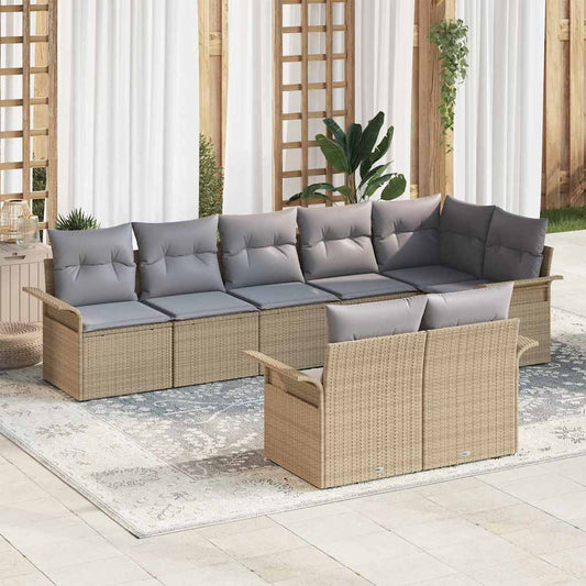 Tuin Sofa Set met opslag 8 pcs Beige poly rattan is nu te koop bij PeponiXL, paradijselijk wonen!