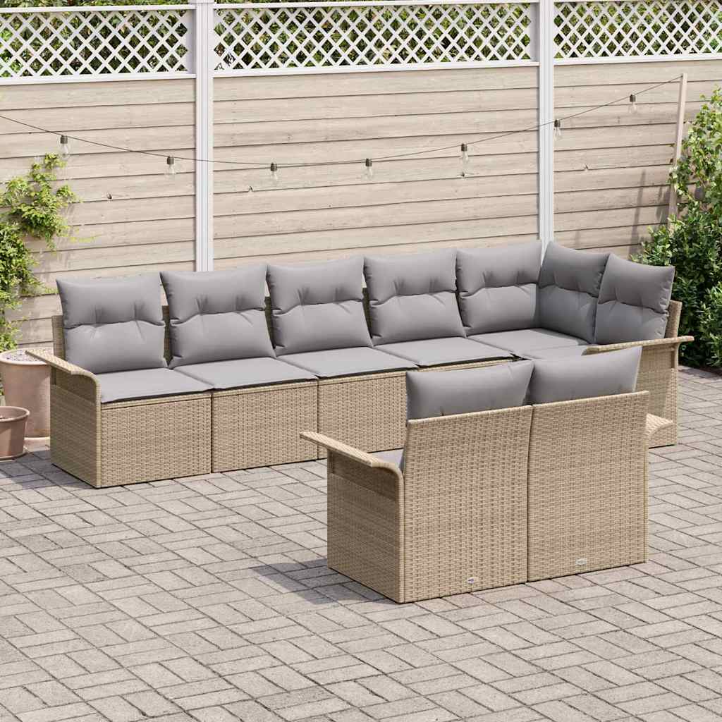 Tuin Sofa Set met opslag 8 pcs Beige poly rattan is nu te koop bij PeponiXL, paradijselijk wonen!