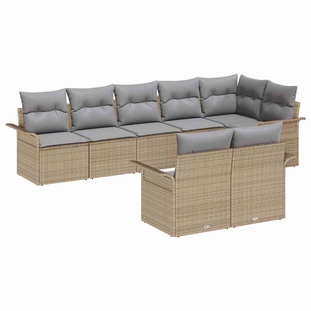 Tuin Sofa Set met opslag 8 pcs Beige poly rattan is nu te koop bij PeponiXL, paradijselijk wonen!