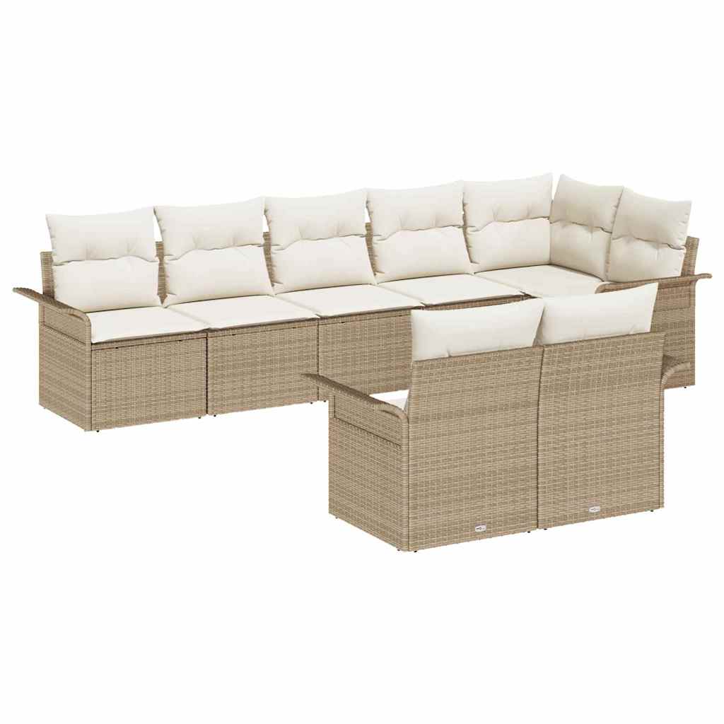 Tuin Sofa Set met opslag 8 pcs Beige poly rattan is nu te koop bij PeponiXL, paradijselijk wonen!