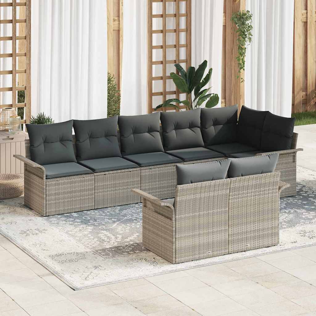 Tuin Sofa Set met opslag 8 pcs Lichtgrijs poly rattan is nu te koop bij PeponiXL, paradijselijk wonen!