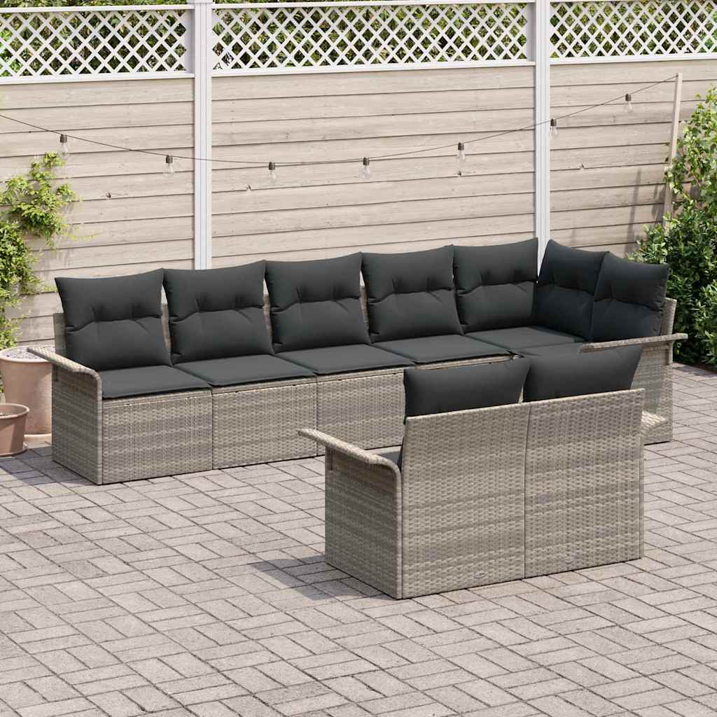 Tuin Sofa Set met opslag 8 pcs Lichtgrijs poly rattan is nu te koop bij PeponiXL, paradijselijk wonen!