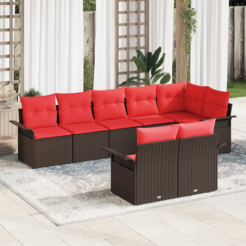 Tuin Sofa Set met opslag 8 pcs Bruin poly rattan is nu te koop bij PeponiXL, paradijselijk wonen!